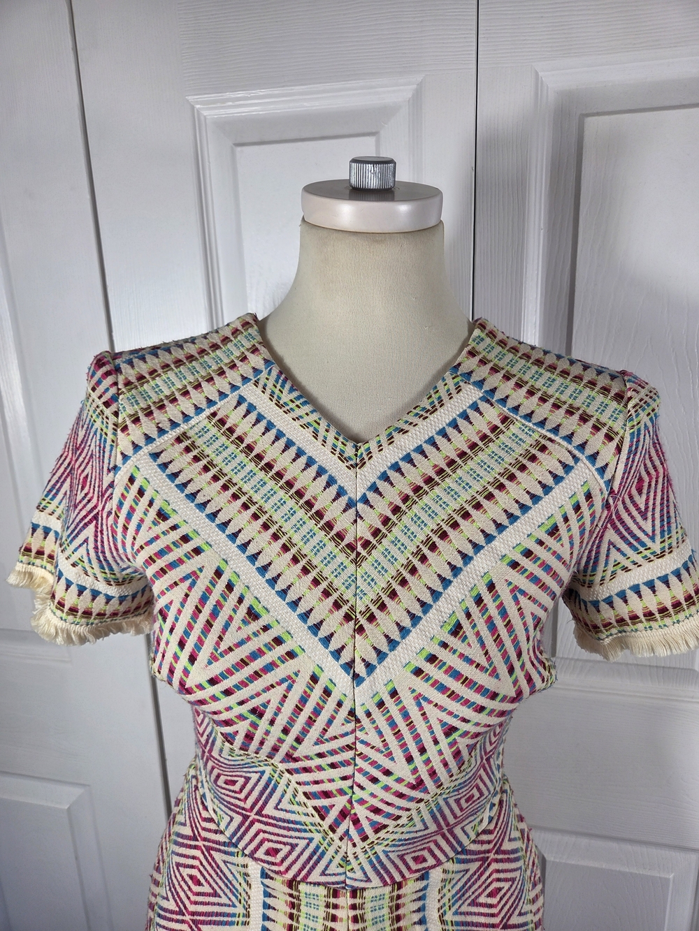 Acler Rae Geometric Fringe Cutout Dress XS - Picture 3 of 13